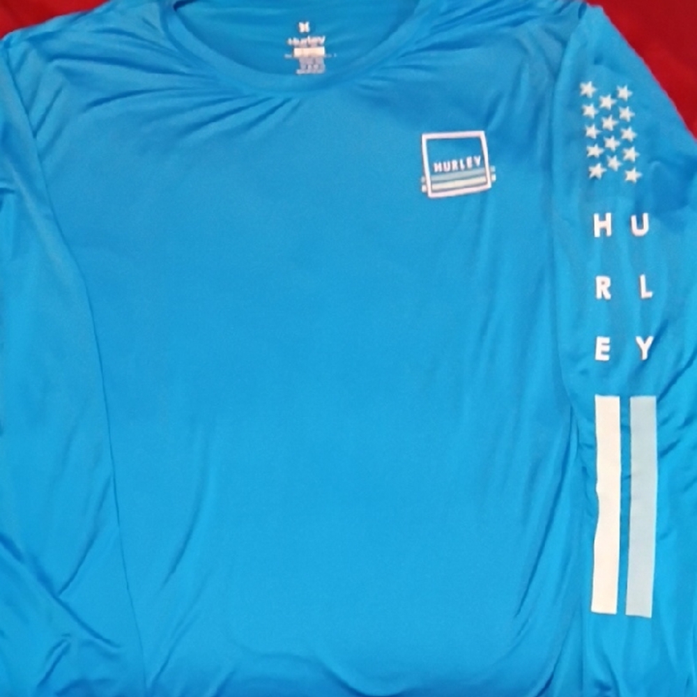 (24)Hurley Aqua Graphic Long Sleeve Tee Size L